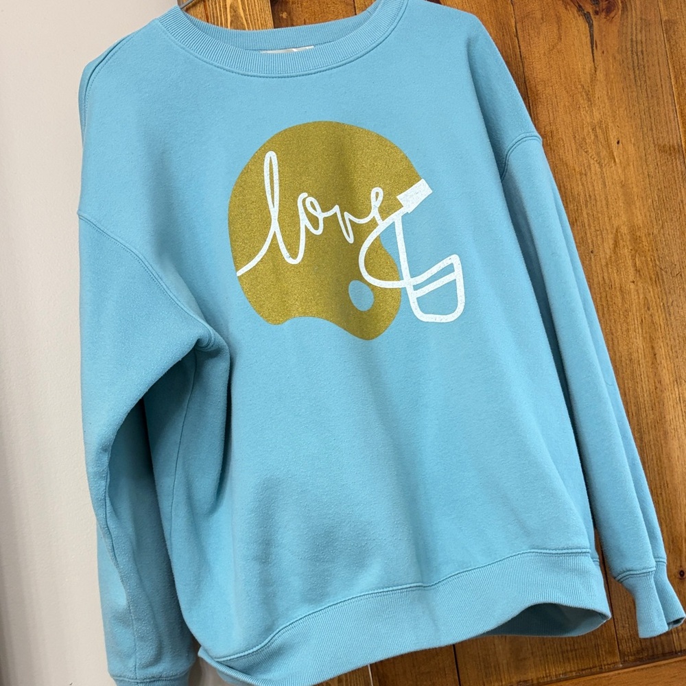 Blue Love Football Graphic Women's Sweater
